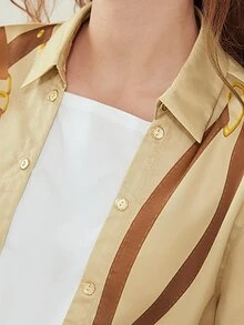 MOTF PREMIUM 帶印花雙排釦上衣 - 香檳色 - 查看 5