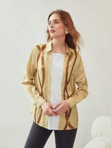 MOTF PREMIUM 帶印花雙排釦上衣 - 香檳色 - 查看 7