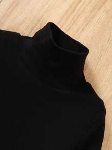 Girls High Neck Tee & Plaid Skirt Without Bag - Multicolor - View 3