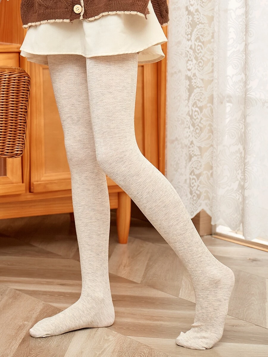 小女童素色褲襪 - 杏色 - 查看 1