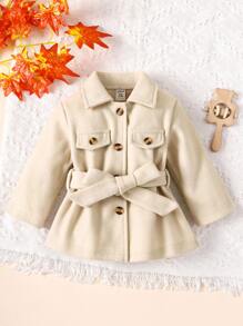 Em bé Áo khoác Thắt lưng màu trơn Giải trí - Màu be - Xem 1