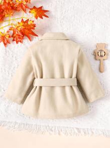 Em bé Áo khoác Thắt lưng màu trơn Giải trí - Màu be - Xem 2