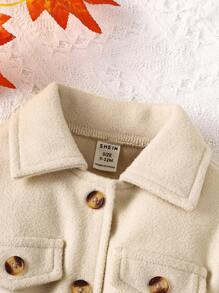 Em bé Áo khoác Thắt lưng màu trơn Giải trí - Màu be - Xem 3