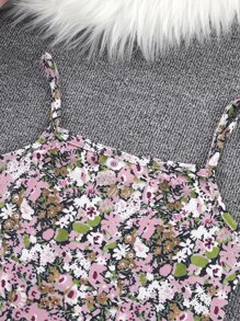 SHEIN Tween Girl High Low Hem Tee & Ditsy Floral Cami Dress