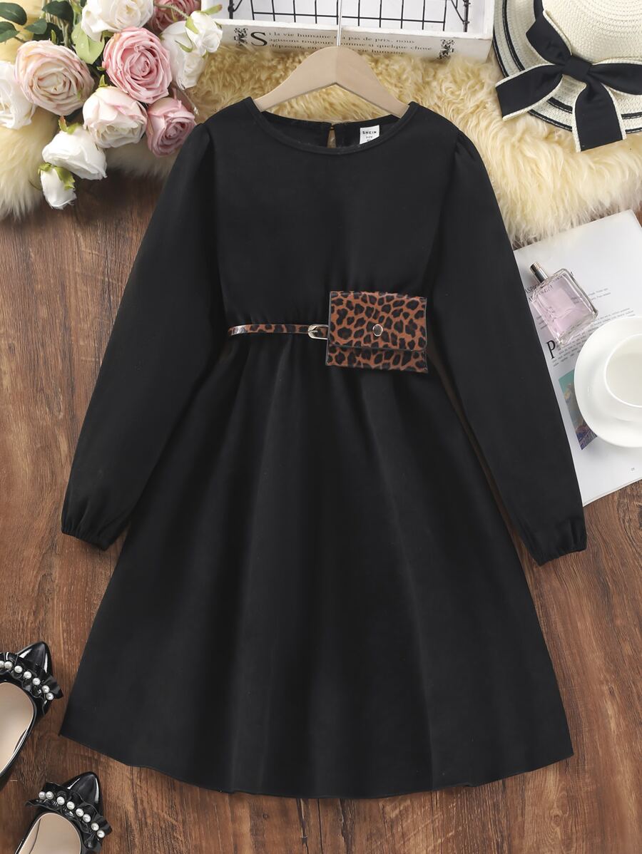 Đầm Gái màu trơn Giải trí - màu đen - Xem 1