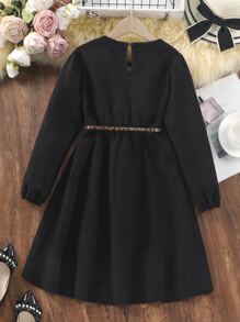 Đầm Gái màu trơn Giải trí - màu đen - Xem 2