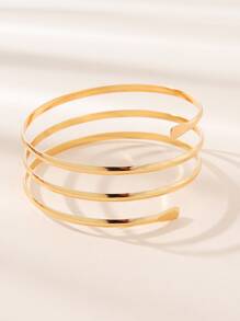 極簡風格多層臂環 - 金黃色 - 查看 2