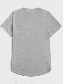 GENTILAND Men Pocket Front Curved Hem Tee - Light Grey - View 2