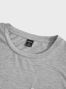 GENTILAND Men Pocket Front Curved Hem Tee - Light Grey - View 3
