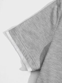 GENTILAND Men Pocket Front Curved Hem Tee - Light Grey - View 4