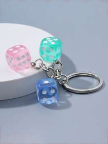 1 件女士树脂骰子钥匙扣，个性化亚克力树脂几何立方体骰子 DIY 配件 - 彩色 - 查看 2