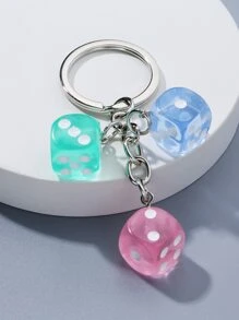 1 件女士树脂骰子钥匙扣，个性化亚克力树脂几何立方体骰子 DIY 配件 - 彩色 - 查看 3