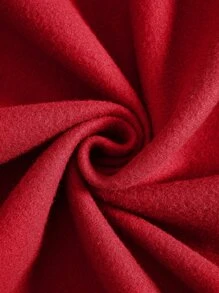 SHEIN EZwear 拉鏈開襟加絨內裏抽繩連帽衫 - 紅色 - 查看 4