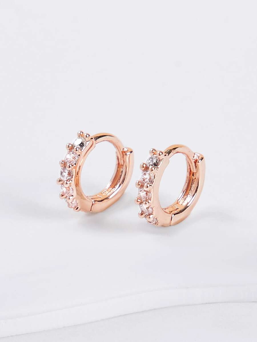 Vòng khuyên tai Khối Zirconia  Trang trí - Hoa hồng vàng - Xem 1