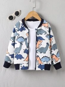 小男童恐龍印花飛行員夾克不帶T恤 - 彩色 - 查看 1