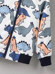 小男童恐龍印花飛行員夾克不帶T恤 - 彩色 - 查看 3