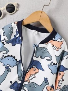 小男童恐龍印花飛行員夾克不帶T恤 - 彩色 - 查看 4