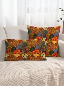 葉子圖案靠墊套不附帶墊芯 - 彩色 - 查看 1