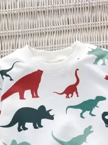 SHEIN 男孩恐龍印花運動衫及運動褲