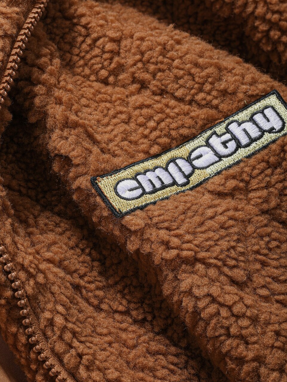Letter Patched Detail Drop Shoulder Teddy Coat