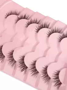 Himirell 7pairs/Set Cat Eye & Cross Design Short Natural False Eyelashes With Transparent Stem, Essential For Daily Makeup Strip Lashes, Lashes, Eyelashes, Fake Lashes