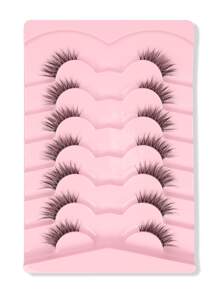 Himirell 7pairs/Set Cat Eye Crossed Transparent Stem Short Natural False Eyelashes Must-Have For Daily Makeup Strip Lashes, Lashes, Eyelashes, Fake Lashes - Black - View 7