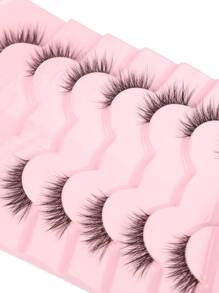 Himirell 7pairs/Set Cat Eye Crossed Transparent Stem Short Natural False Eyelashes Must-Have For Daily Makeup Strip Lashes, Lashes, Eyelashes, Fake Lashes - Black - View 8