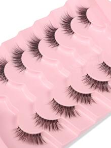 Himirell 7pairs/Set Cat Eye Crossed Transparent Stem Short Natural False Eyelashes Must-Have For Daily Makeup Strip Lashes, Lashes, Eyelashes, Fake Lashes - Black - View 9