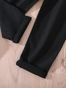 SHEIN 小男童半排扣捲邊袖襯衫和褲子