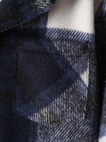 SHEIN 男孩格紋補丁貼口袋連帽夾克不帶T恤 - 藍白色 - 查看 4