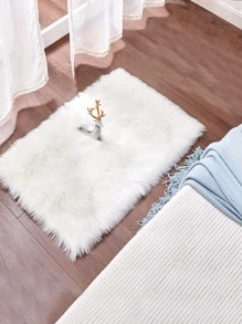 1入組柔軟毛絨小地毯厚毛絨地毯適用於客廳和臥室地板家居裝飾 - 白色 - 查看 8