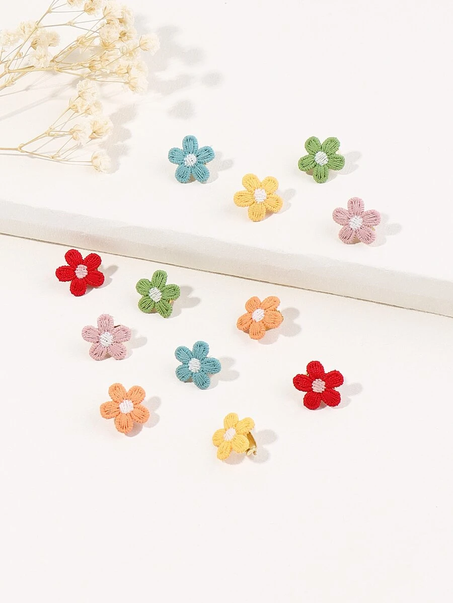 12pcs Flower Decor Hair Clip - Multicolor - View 1