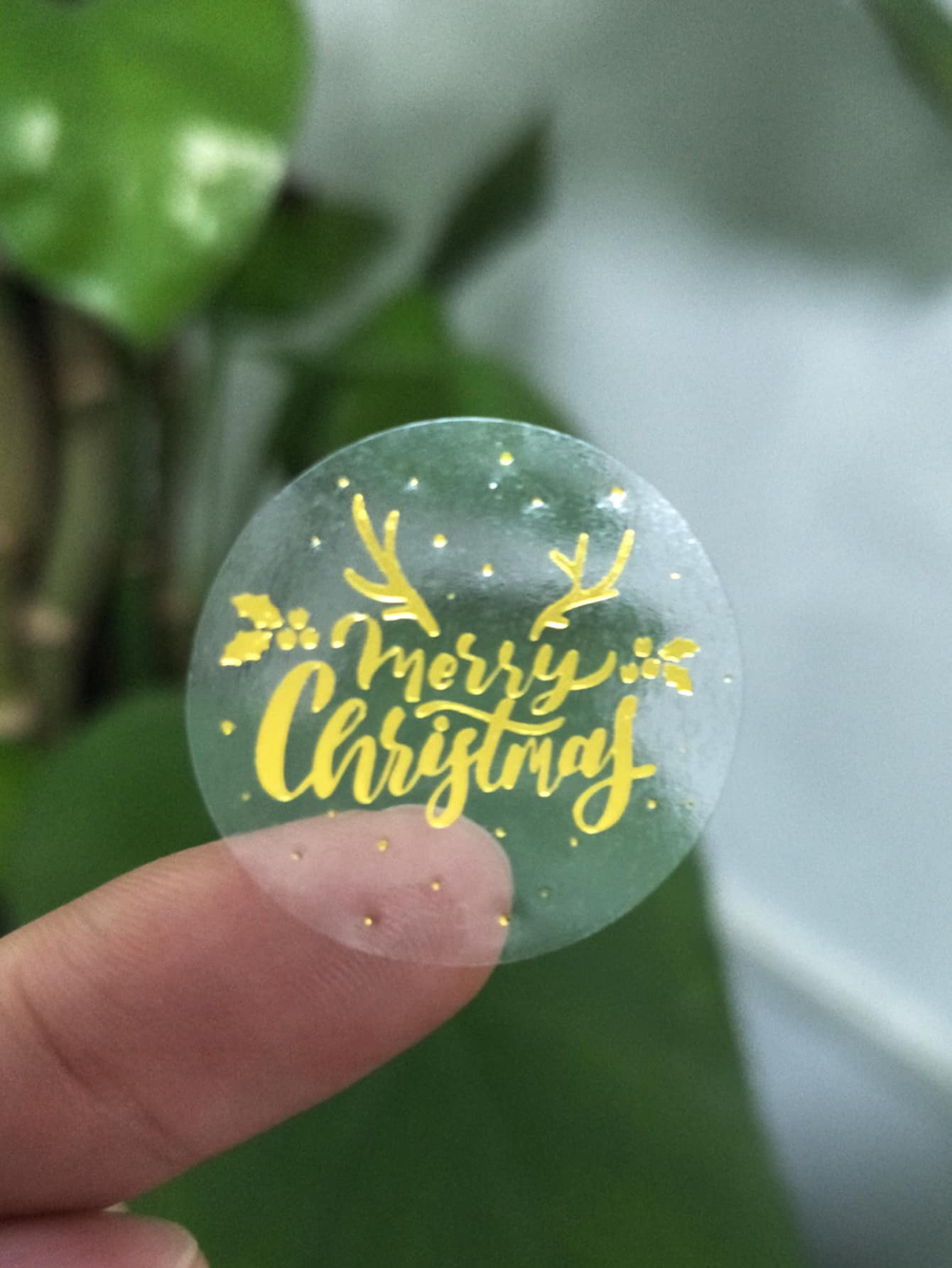 1 卷圣诞节口号图形礼品贴纸，圣诞节 - 金色 - 查看 1