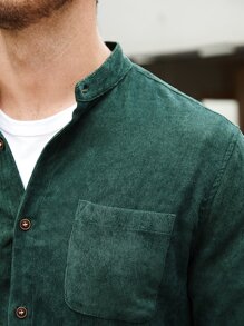 Manfinity Homme Men Pocket Patched Corduroy Shirt - Dark Green - View 4