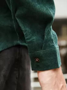 Manfinity Homme Men Pocket Patched Corduroy Shirt - Dark Green - View 6