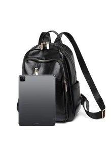 Multi Zip Functional Backpack - Black - View 4