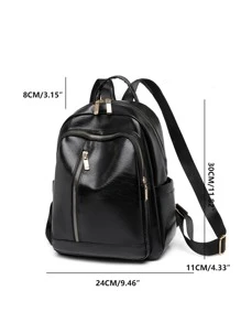 Multi Zip Functional Backpack - Black - View 5
