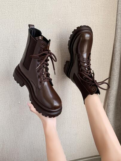 Fall/Winter Unisex Chelsea Boots With Front Lace-Up Closure,Women Boots