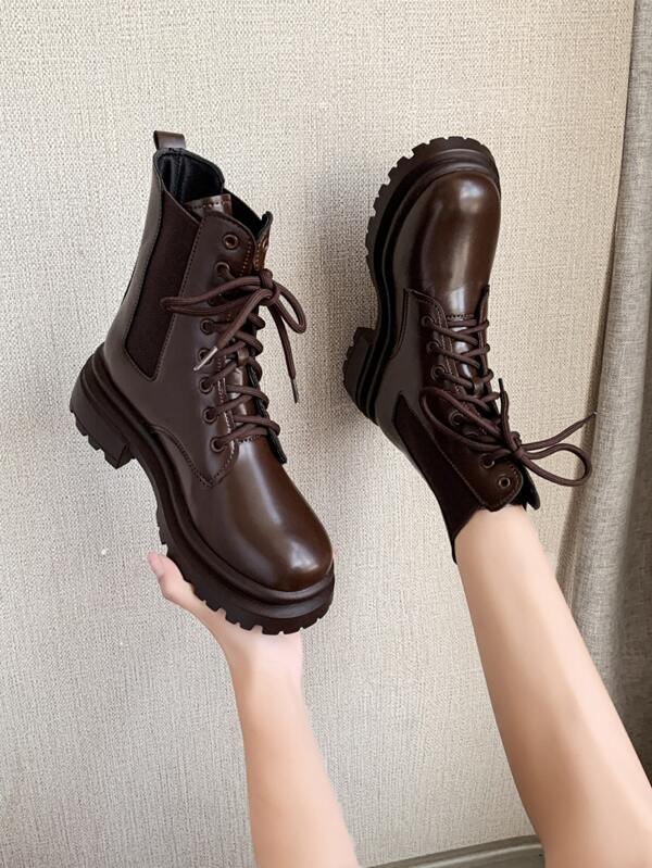Unissex Botas Chelsea Com Frente Amarrar Fechamento