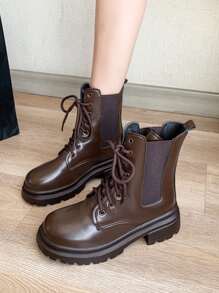 Unissex Botas Chelsea Com Frente Amarrar Fechamento