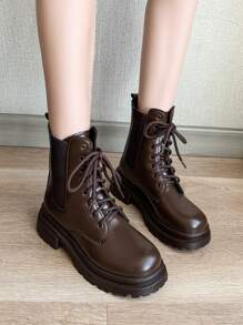 Unissex Botas Chelsea Com Frente Amarrar Fechamento