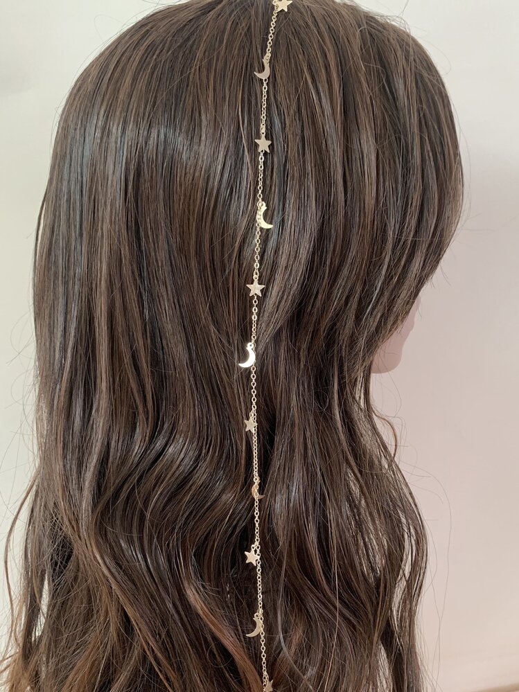 星月吊飾髮夾 - 金色 - 查看 1