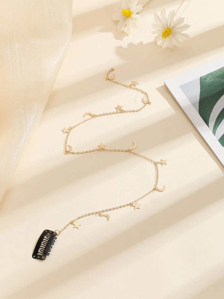 星月吊飾髮夾 - 金色 - 查看 2