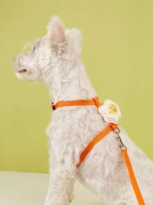 2pcs Fried Egg Decor Pet Leash & Harness Set - Orange - View 1