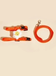 2pcs Fried Egg Decor Pet Leash & Harness Set - Orange - View 2