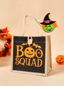 Bolsa de compras con estampado de halloween - Negro - Ver 1