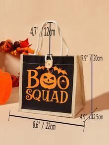 Bolsa de compras con estampado de halloween - Negro - Ver 3