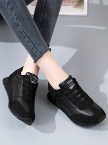 Zapatillas de running con detalles de parches y cordones para mujer, para otoño/invierno - Negro - Ver 3