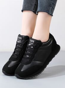 Zapatillas de running con detalles de parches y cordones para mujer, para otoño/invierno - Negro - Ver 5