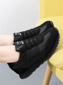 Zapatillas de running con detalles de parches y cordones para mujer, para otoño/invierno - Negro - Ver 6